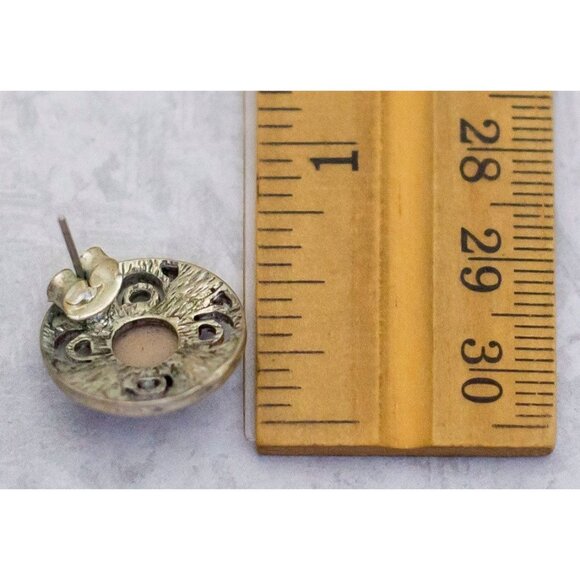 Vintage Circle Flower Purple Gem Edwardian Stud Earrings - CT1 - Picture 2 of 2